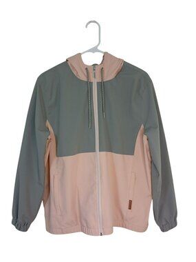 Voyager Womens Colorblock Hooded Windbreaker Jacket Sz S Lightweight Mesh Lining